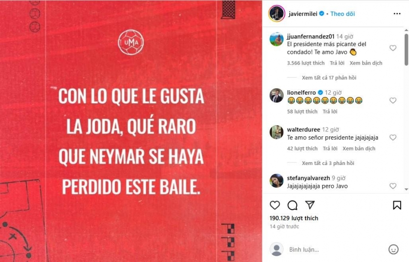Tổng thống Argentina châm biếm Neymar 611251