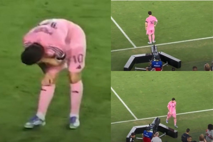 Messi có hành động chạm vào chân ở những phút cuối trận và nhanh chóng rời khỏi sân sau khi kết thúc trận đấu.