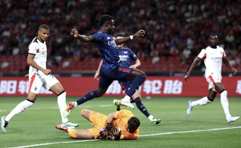 Arsenal dành chiến thắng sau 90 phút với bàn thắng duy nhất của Bukayo Saka (Ảnh: The Telegraph)