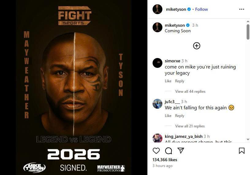 Mike Tyson tuyên bố sẽ thượng đài với Floyd Mayweather 698363