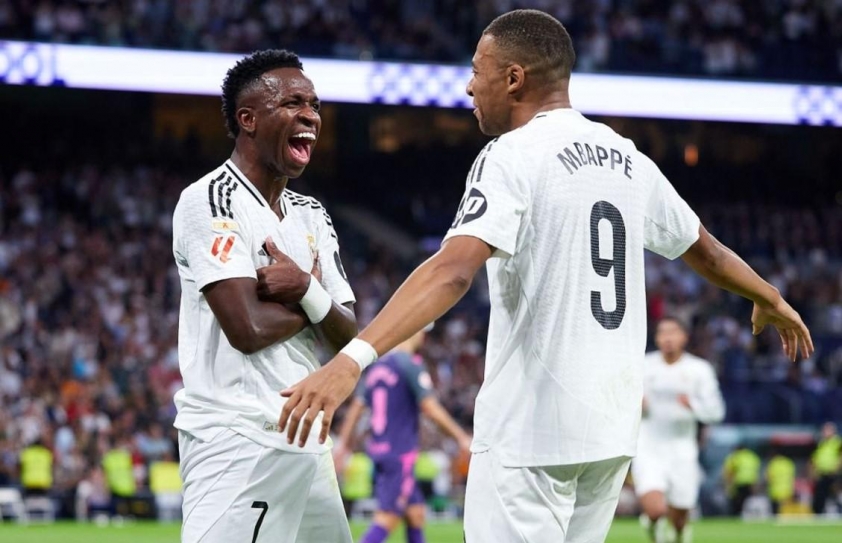 Real Madrid chỉ có 2 đại diện trong top 10 là Mbappe và Vinicius.